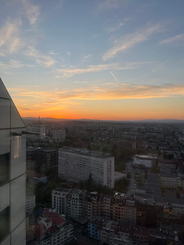 Witness documents Sofia sunset from multiple viewpoints during golden hour