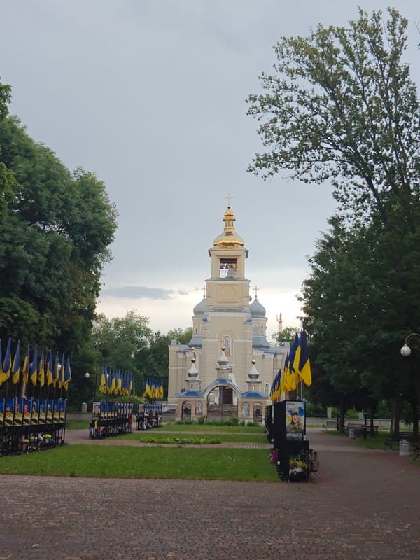 Church and memorial scenes documented in Hadiach, Ukraine