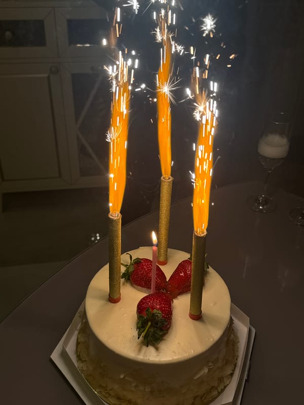 Birthday celebration with sparkler candles documented in Yerevan