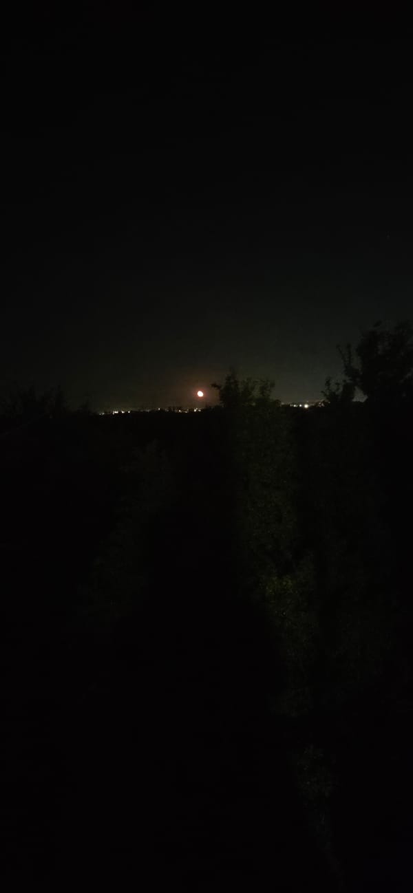 Nighttime water scene captured from shoreline May 5