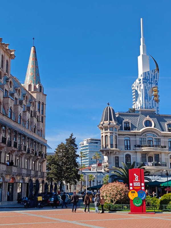 Sunny day architectural tour captured across Batumi, Georgia landmarks