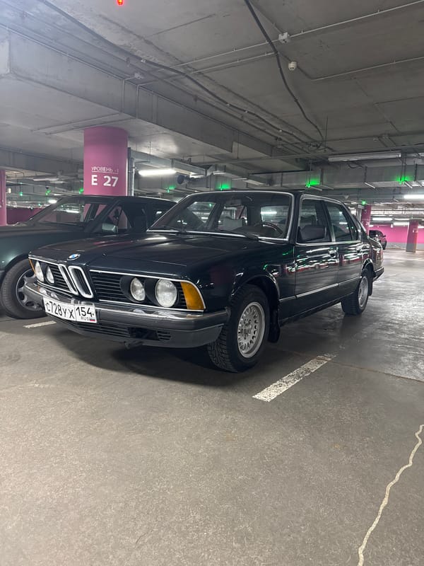 BMW sedan parked in Saint Petersburg underground garage