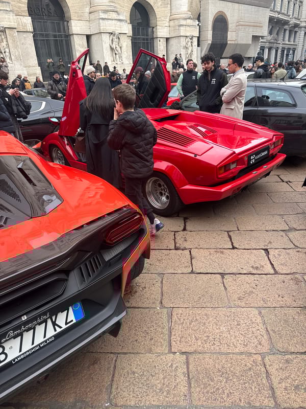 Witness documents Milan landmarks and luxury car during morning walkabout