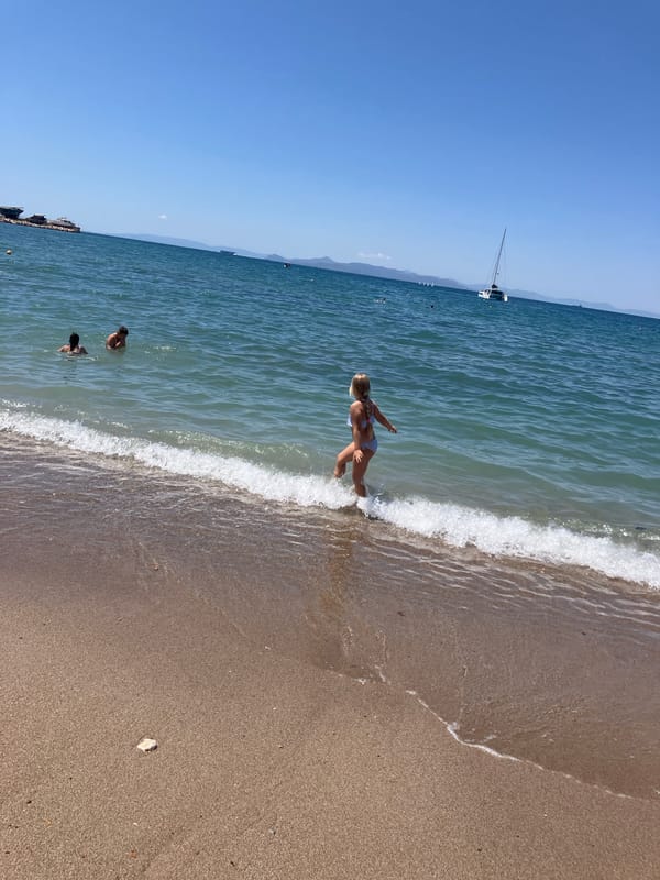 Relaxed summer morning at a sunny Athens beach