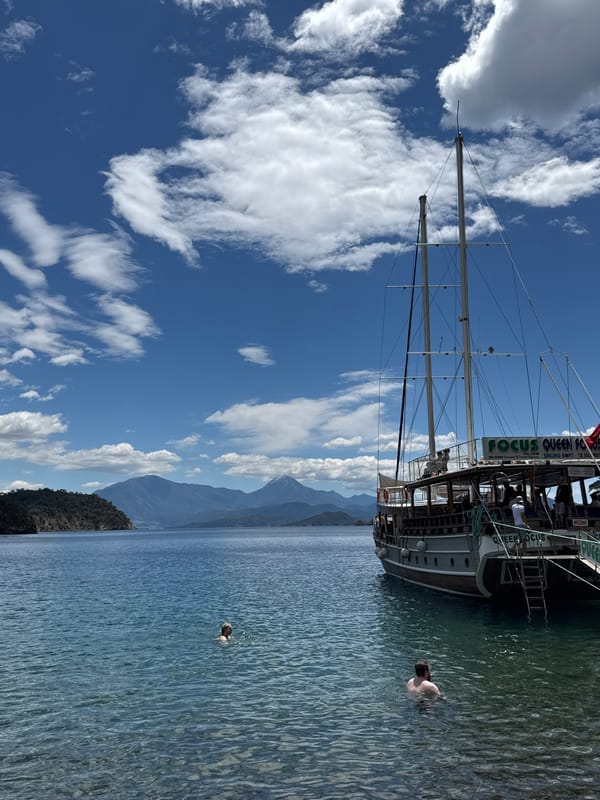 Swimmer spotted near docked boat in Fethiye waters