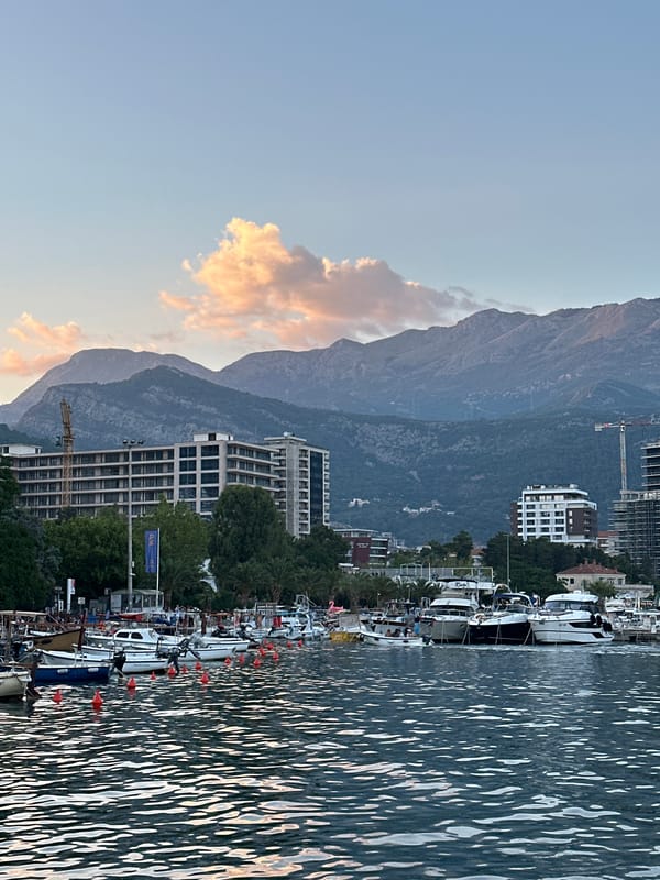 Budva's Old Town and harbor buzzing on a summer evening