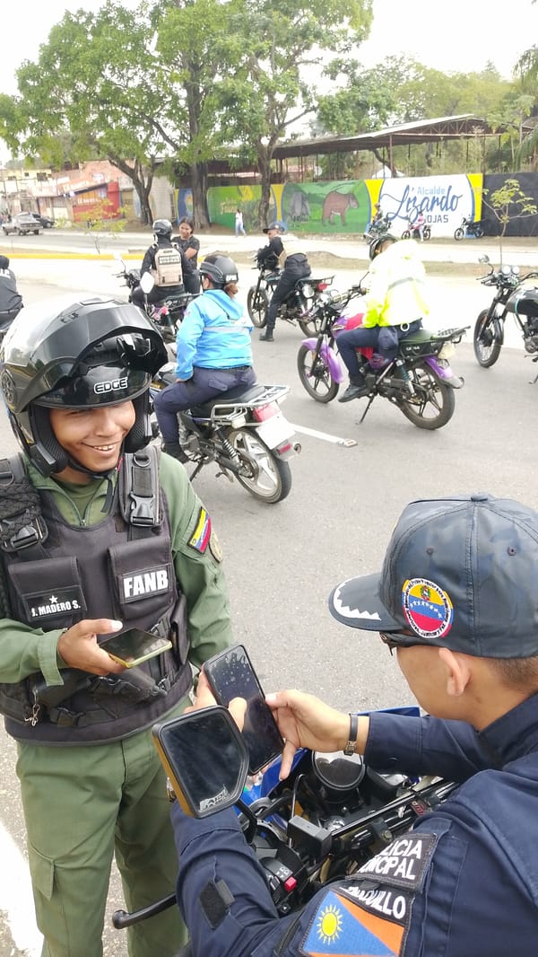 Multi-agency police motorcycle gathering observed in Tinaquillo, Venezuela