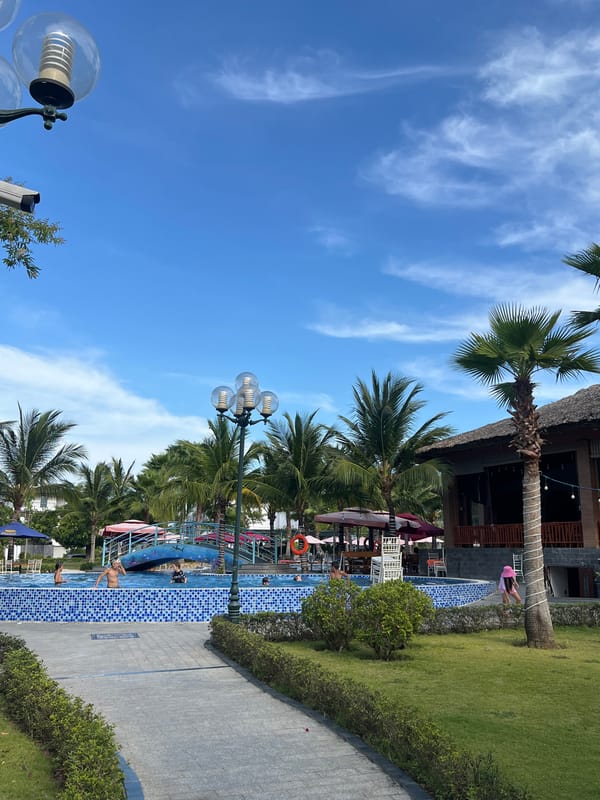 Morning pool activity observed at Nam Nha Trang resort