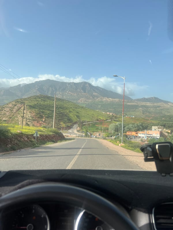 Driver documents scenic mountain journey through Ouaouizert, Morocco