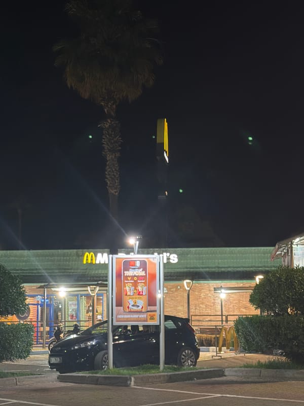 McDonald's restaurant observed operating at night in Meknes, Morocco