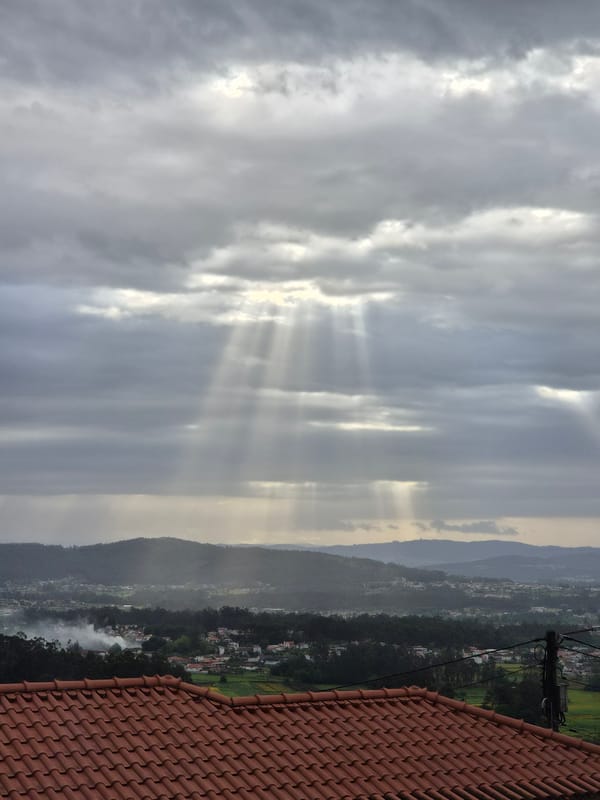 Morning rooftop views documented in Barcelos, Portugal