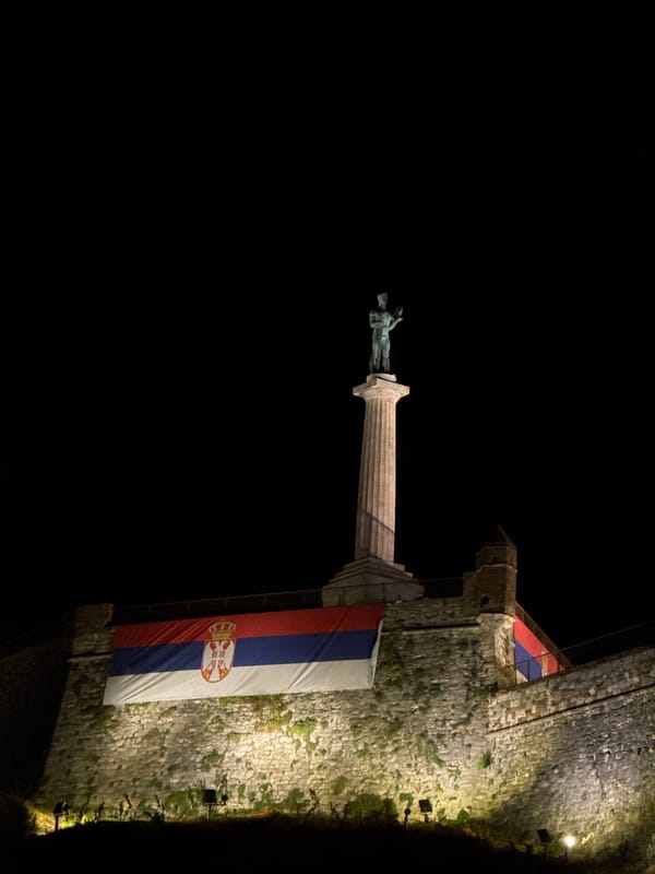 Evening scenes captured at Belgrade's historic Kalemegdan Fortress waterfront