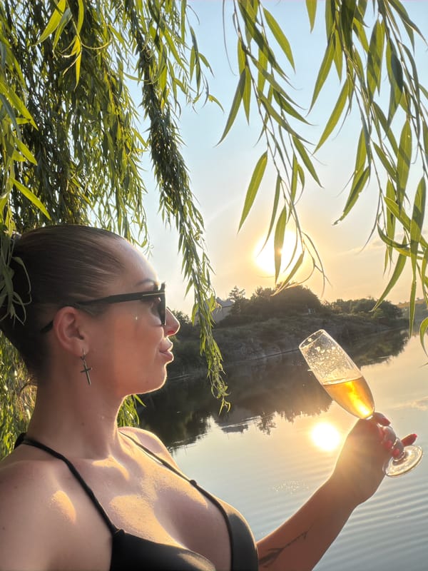 Sunset drinks and swimming at a Ukrainian waterfront