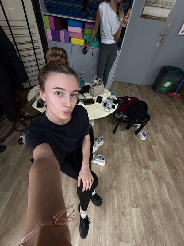 Woman takes multiple selfies around Plovdiv, Bulgaria