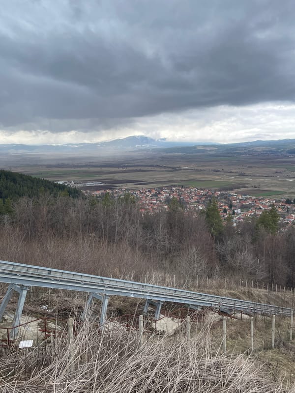 Tourists explore bridges and fortress in Belchin, Bulgaria