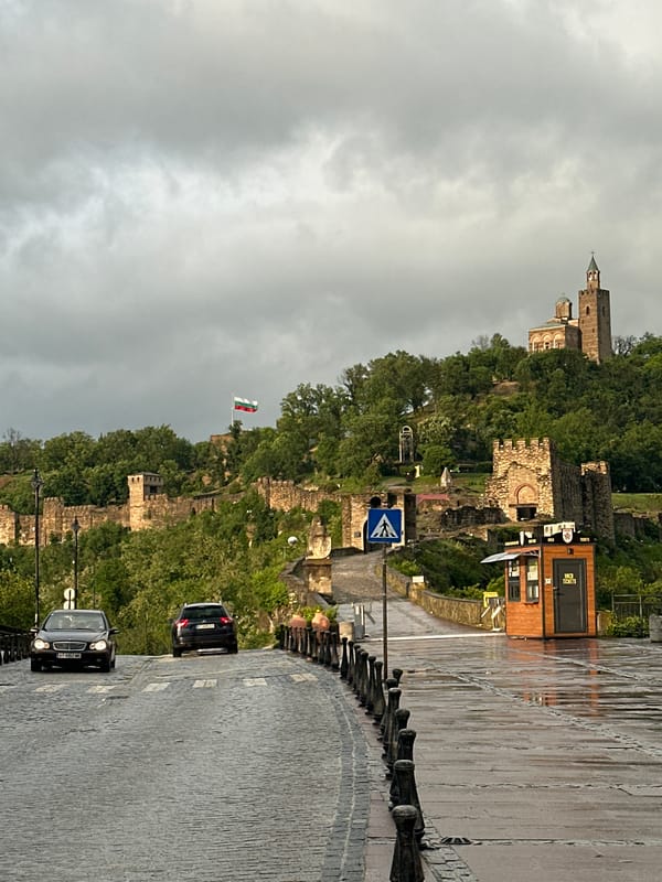 Rainy afternoon documented at Bulgaria's historic Tsarevets Fortress