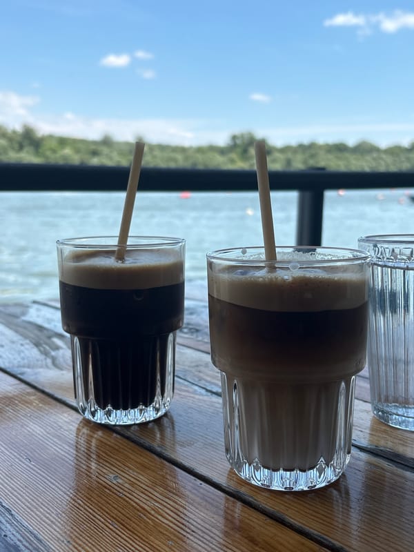 Iced coffee break at Zemun waterfront café
