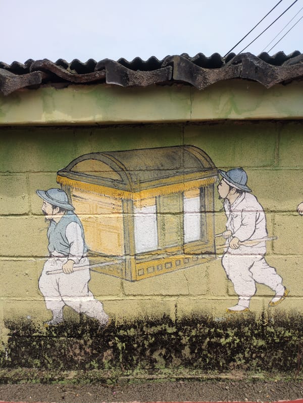 Early morning rural documentation captures Korean village murals and landscapes