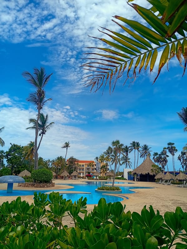 Resort pool scene documented at Playa El Agua, Venezuela