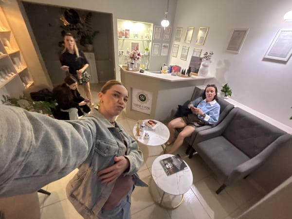 Women share sushi and salon visit in Murino park
