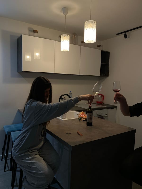 Evening drinks and a toast in an Izhevsk kitchen