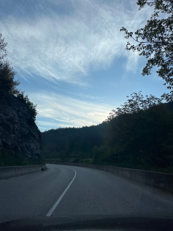 Morning drive through rural Bulgarian countryside captured on video