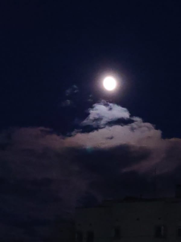 Full moon and shadows captured during evening observations