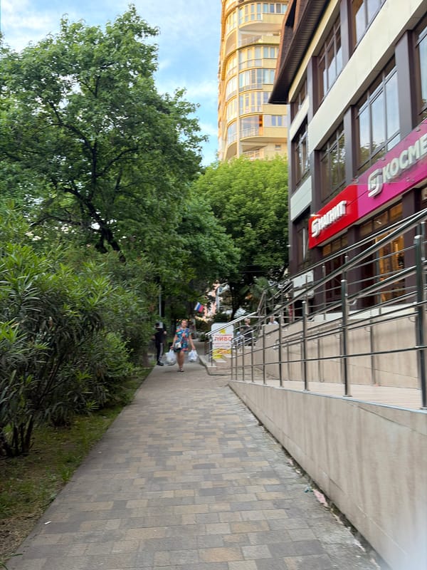 Afternoon stroll through downtown Sochi streets and shops