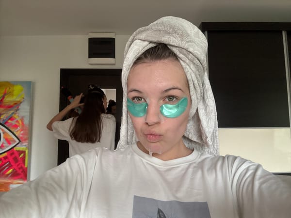 Woman applies facial masks during skincare routine in Belgrade