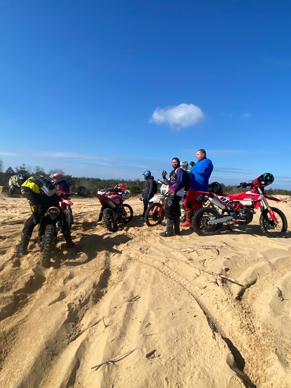 Motorcycle group gathers on Belarus sand dune