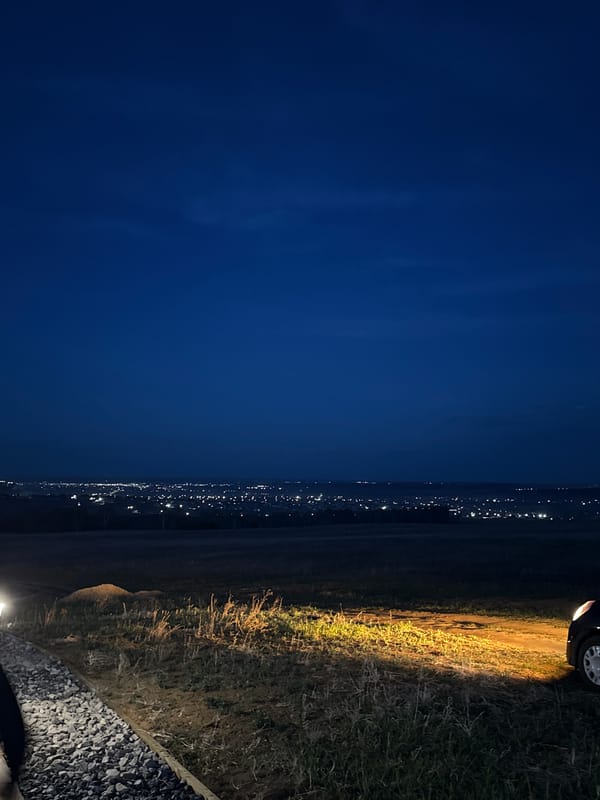 Nighttime roadside scene documented near Urik, Russia