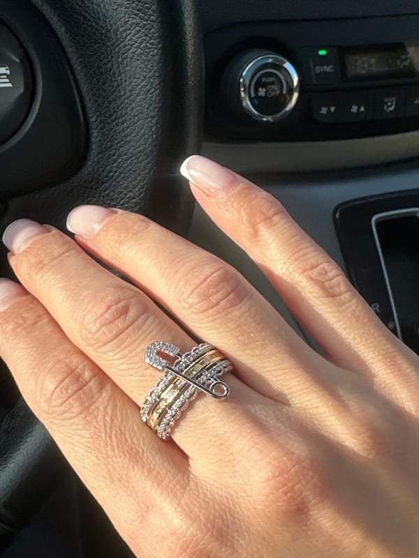 Multi-band ring photographed on hand in Riga, Latvia