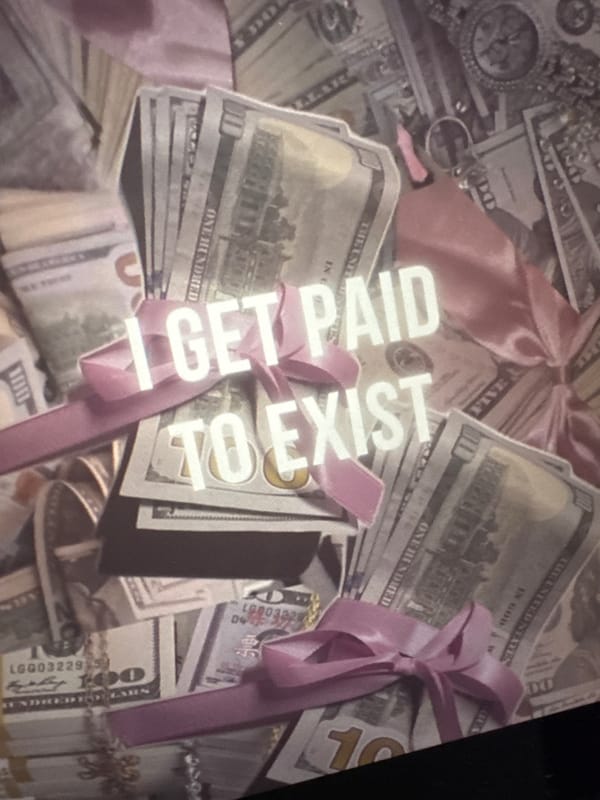 Milan resident displays decorated cash with luxury lifestyle message