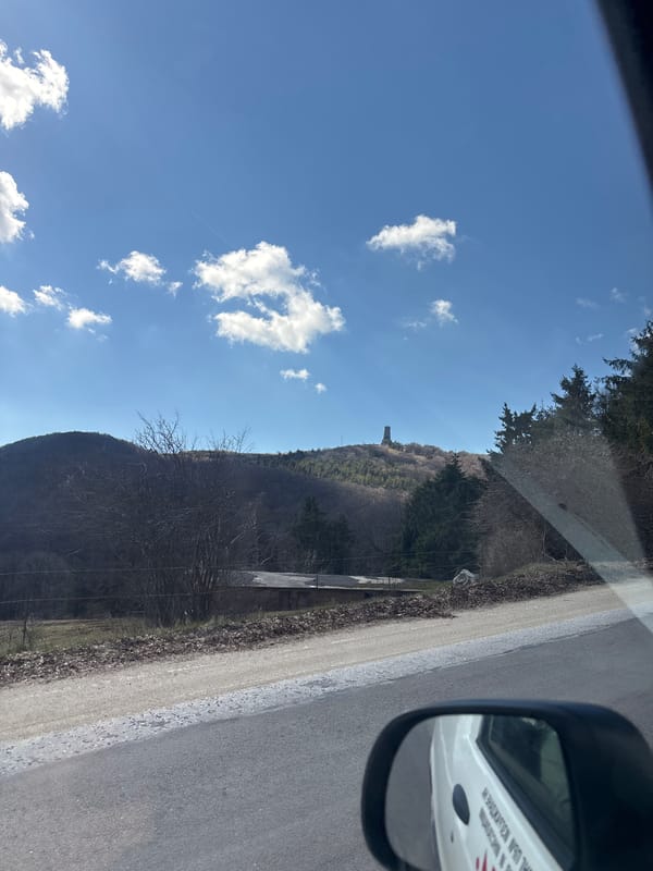 Tower structure observed on hilltop near Charkovo, Bulgaria