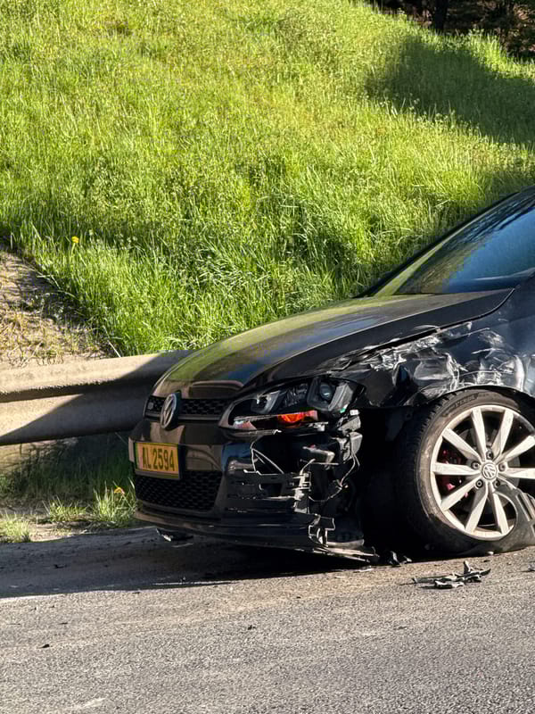 Traffic accident damages Volkswagen in Esch-sur-Alzette, Luxembourg