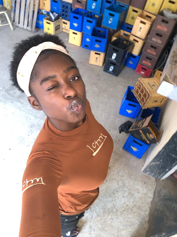 Woman documents afternoon with selfies and Nigerian meal