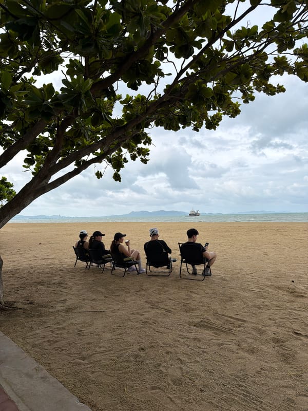 Overcast morning brings quiet beach life to Pattaya City