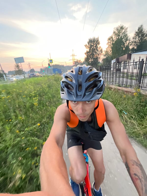 Cycling through Chaikovsky on a paved riverside path