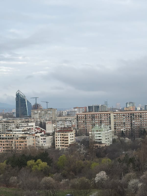 Elevated cityscape view captured in Sofia, Bulgaria