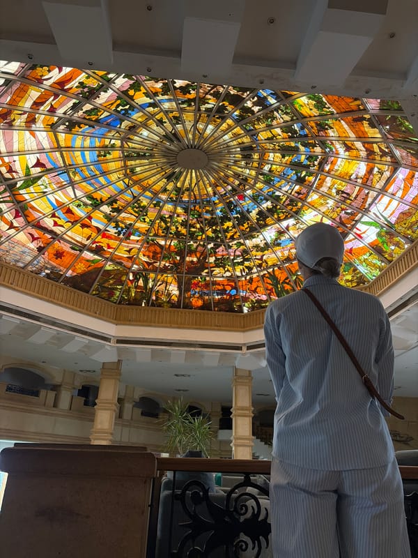 Tourist explores stained-glass architecture in Sharm El Sheikh