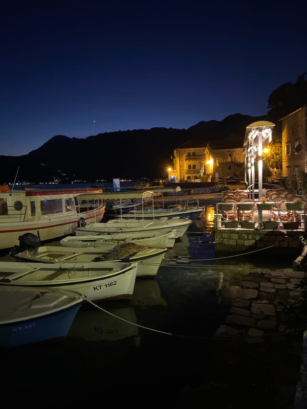Scenic views of historic Perast captured along Bay of Kotor
