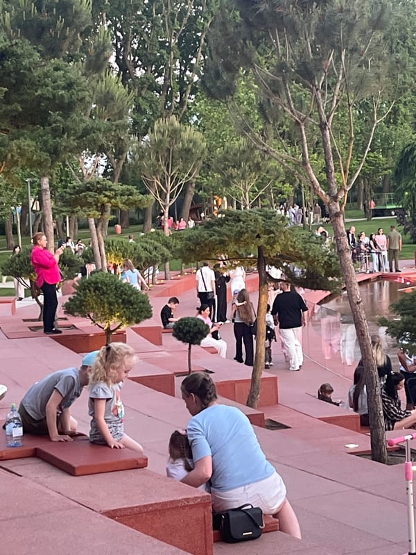 Evening park scenes captured in Krasnodar during golden hour