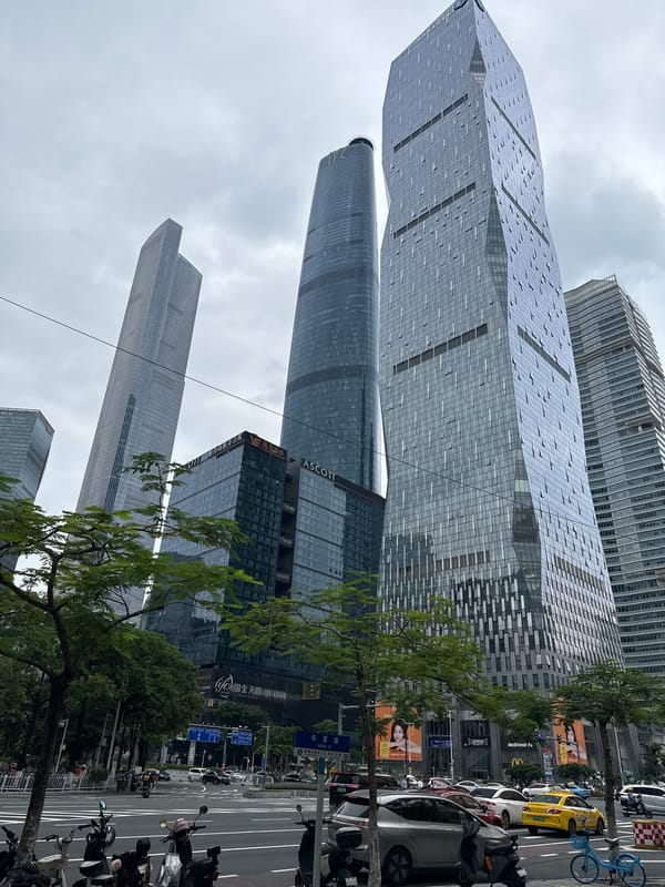 Tourist documents early morning walk through Guangzhou's Tianhe District