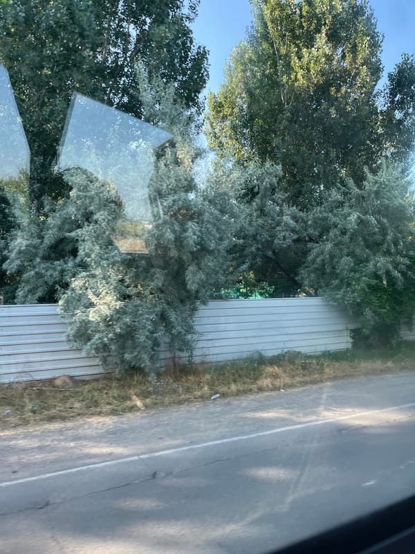 Street-level glimpses of Nesebar: fences, buildings, and a water park