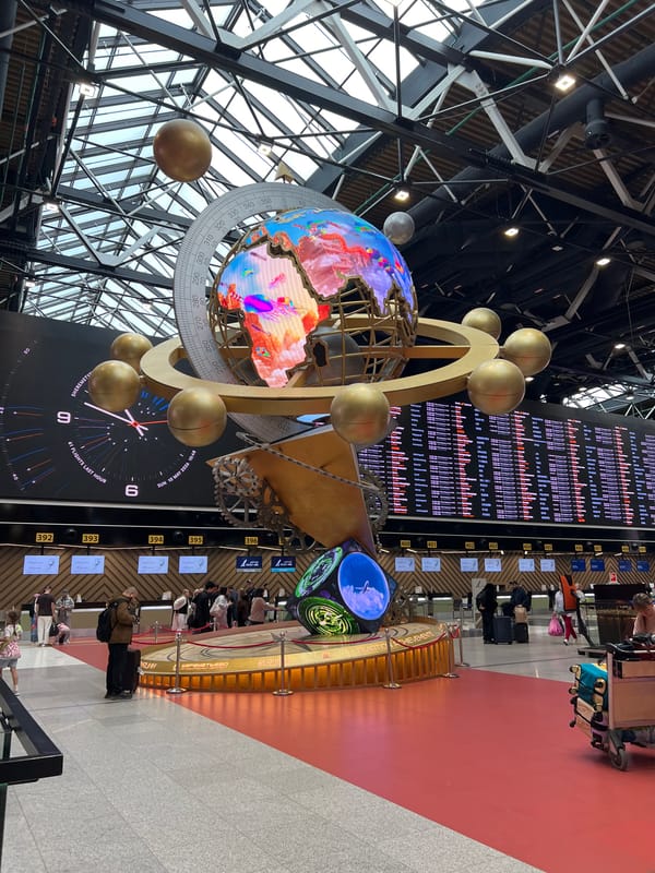 Decorative globe installation spotted in Khimki airport terminal