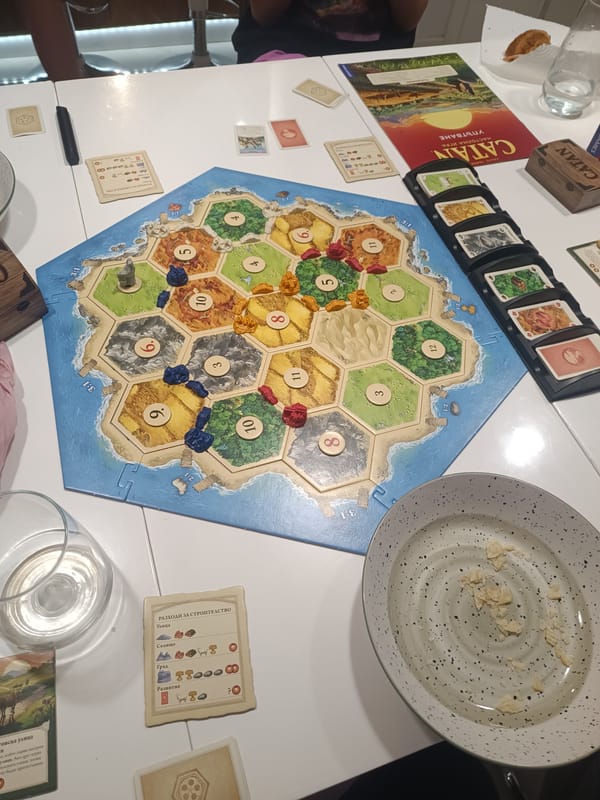 Board game Catan in progress in Sofia, Bulgaria