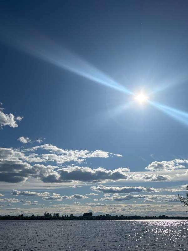Bright summer sun over Arkhangelsk's open skies
