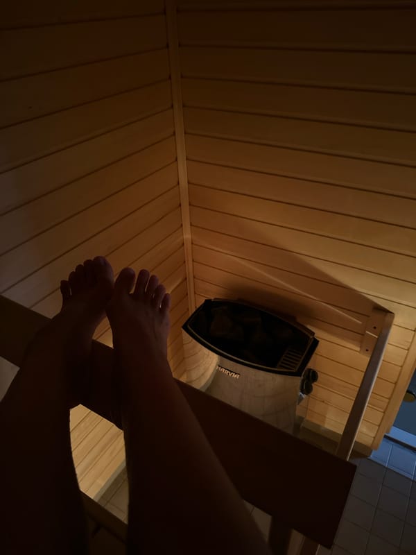 Quiet sauna session in a wood-paneled room near St. Petersburg