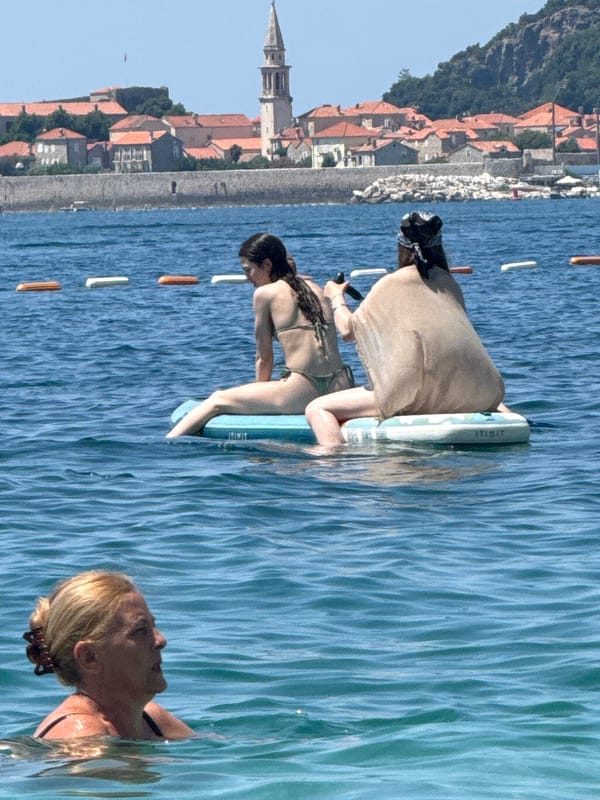 Parasailing and paddleboarding on the Adriatic, Montenegrin Riviera