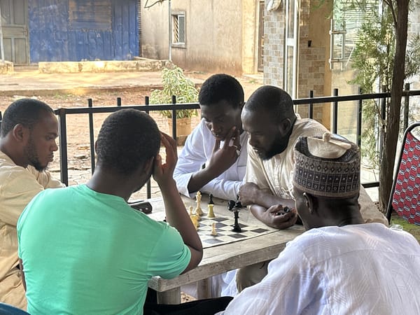 Men gather for chess, card games in Shaba, Nigeria